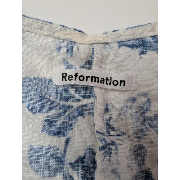 Reformation Aryn Linen Floral Top Balloon Sleeves Size 4 Romantic - Picture 7 of 15